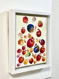 【青木芳恵】笑顔を届ける絵『りんご』（キャンバス印刷＋BOX額＋UVカット） りんご_OS146-0023