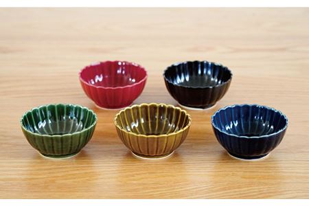 【波佐見焼】花しのぎ 丸小付 5色セット(墨・紅・藍・織部・鴬茶) 小鉢 食器 皿 【団陶器】 [PB84] 波佐見焼