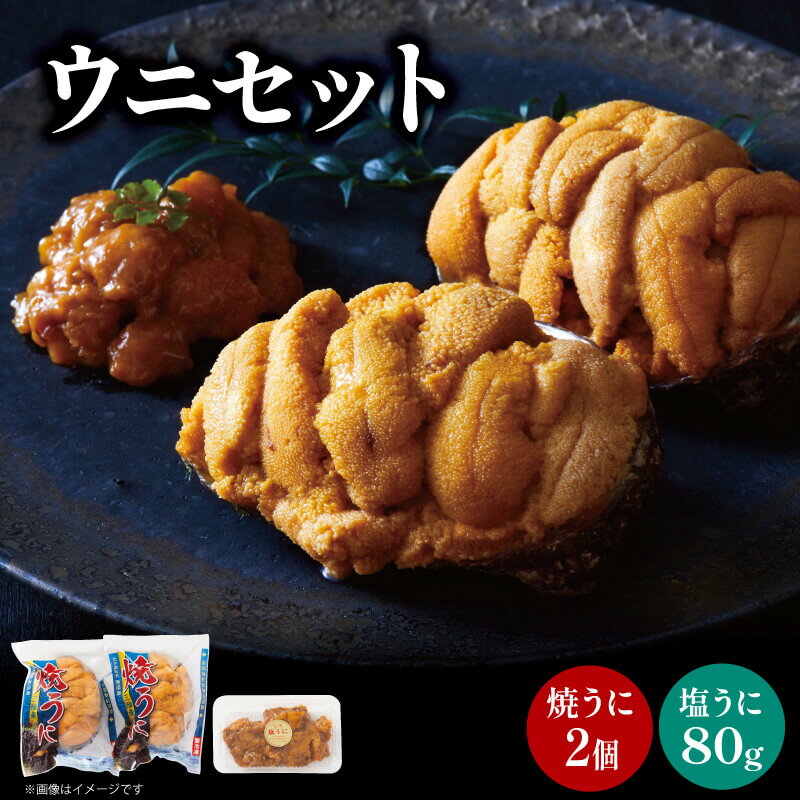 【ふるさと納税】 塩うに 80g 焼うに 80g×2 セット 雲丹 寿司 焼き雲丹 焼雲丹 汐うに 潮うに 海鮮 魚貝類 魚介類 キタムラサキウニ 小分け ウニ丼 ご飯 白米 おつまみ 三陸産 岩手県 大船渡市