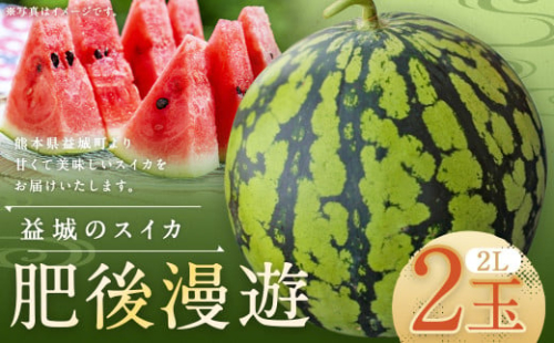 熊本県 益城町 スイカ 肥後漫遊 2玉 (2玉×2L) 計約14kg 【2026年4月下旬～6月下旬迄発送予定】