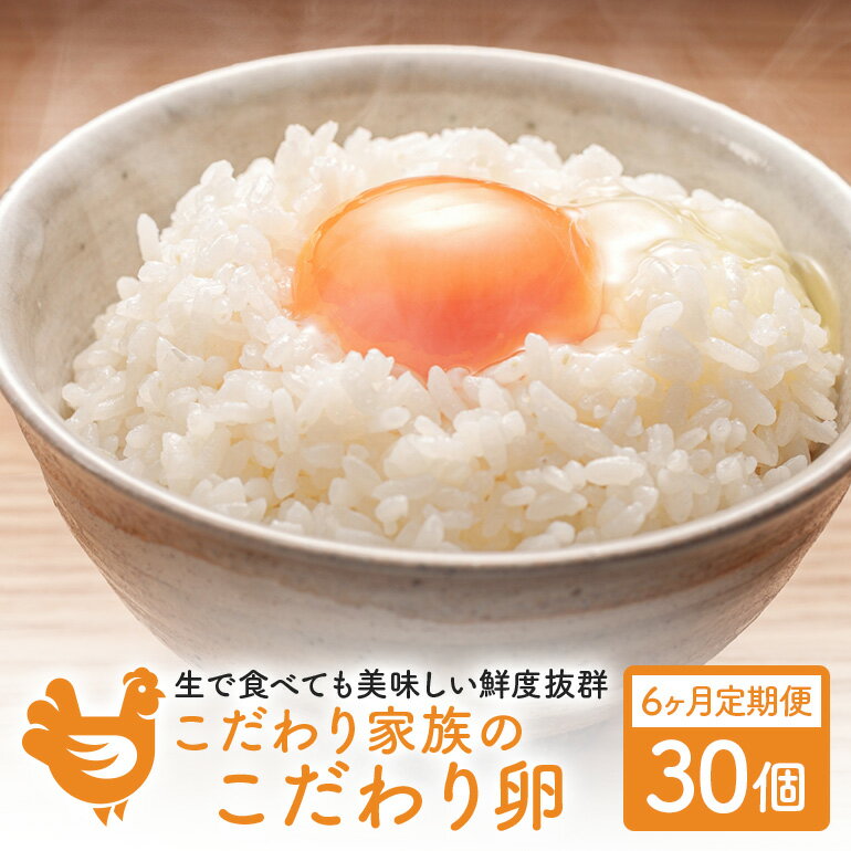 【ふるさと納税】6ヶ月 定期便 こだわり家族のこだわり卵 30個 セット 安芸高田市 たまご 鶏卵 6回