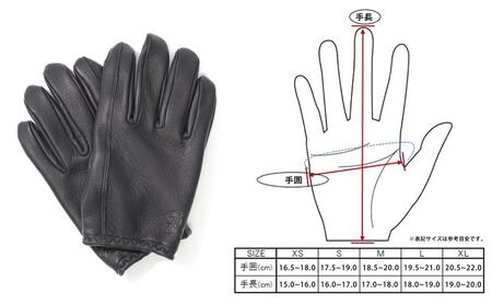 LAMP GLOVES -UTILITY GLOVE SHORTY-(カラー：ブラック／サイズ：M)【革手袋 レザー グローブ 鹿革 メンズ レディース Lamp gloves ランプグローブス ショ