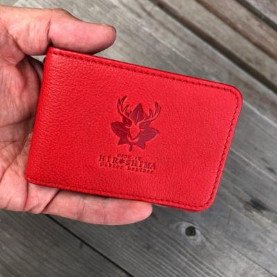 ふるさと納税 東広島市 広島ジビエレザー　東広島産天然鹿革二つ折りID/パスケース【03レッド】 |  | 03