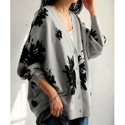 【ふるさと納税】【ANTIQUA/アンティカ】花柄カーディガン グレー(PN-00492-15-Onesize)【1639349】