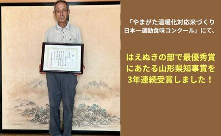 【3年連続山形県知事賞 受賞】新米 はえぬき 10kg（5kg×2袋） 令和7年産 精米 米 こめ コメ 2025年産 山形県 朝日町産 送料無料