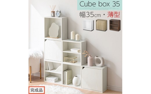
                  【完成品でお届け】木製収納ボックス〔薄型タイプ〕（選べる3色×3タイプ）キューブボックス 扉付き カラーボックス スリム 収納ボックス キューブラック キューブ型 木製 仕切り 収納棚 薄型 収納box LKANET300166
                