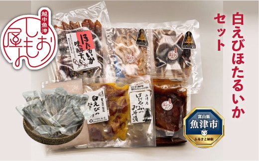 
白えびほたるいかセット（富山の干物専門店 しおもん屋）お刺身 シロエビ ホタルイカ 素干し 味噌漬け 富山県魚津市 [№5617-0757]
