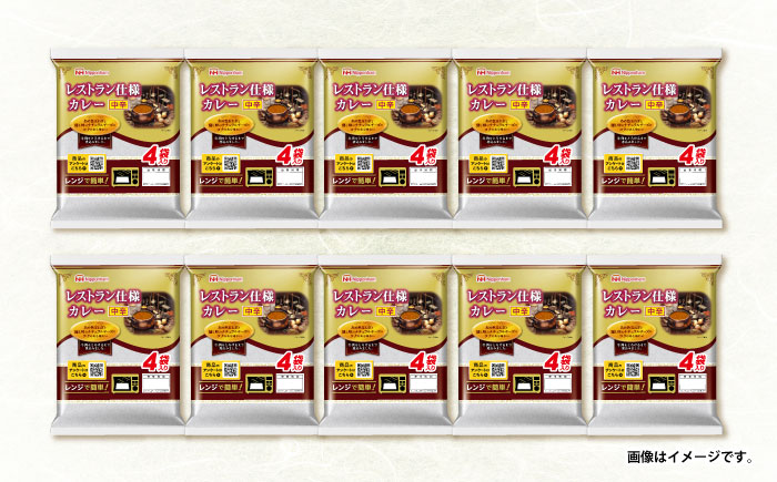 【小分け】日本ハム レストラン仕様カレー中辛10パックセット(1パック4袋入り)計40食分/ カレー かれー レトルト 牛肉 小分け / 諫早市 / 日本ハムマーケティング株式会社 [AHAL003]