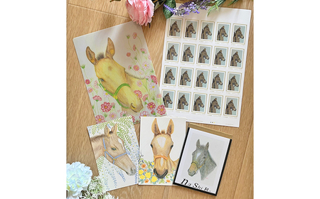 馬と花のステーショナリーセットB [BIBN002] メモ帳 午年