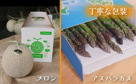 アスパラメロン詰合せ 富良野産【 アスパラ 2kg メロン 計4kg】【定期便2回】