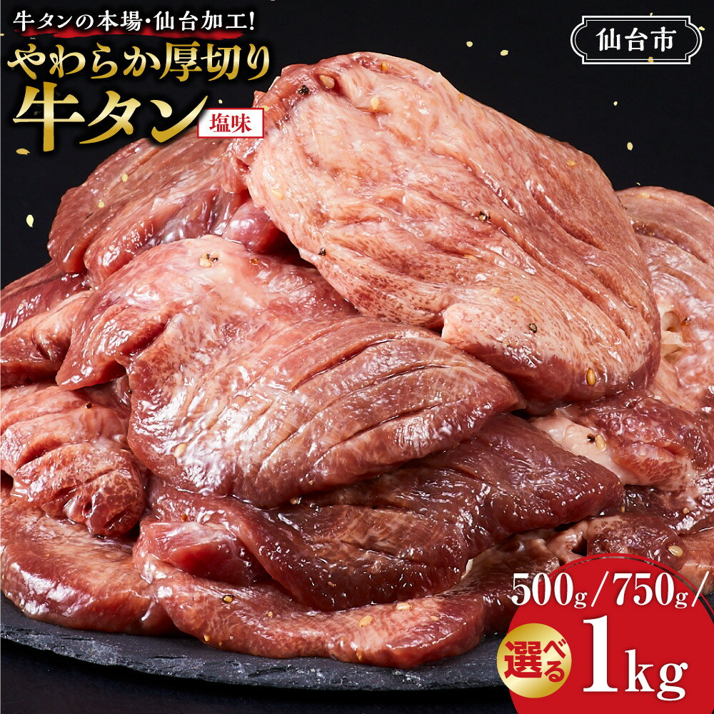 【ふるさと納税】【容量選択可】牛タンの本場・仙台加工！やわらか厚切り牛タン 500g ～ 1kg（塩味）