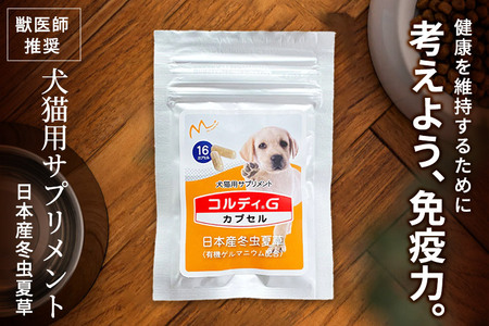 犬 猫 いつものエサにプラス！ペット用サプリメント コルディG 16カプセル(犬猫用) 犬パッケージ