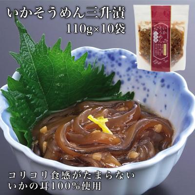 ふるさと納税 北斗市 【道水】いかそうめん三升漬 いか耳使用 1.1kg(110g×10袋)北海道直送