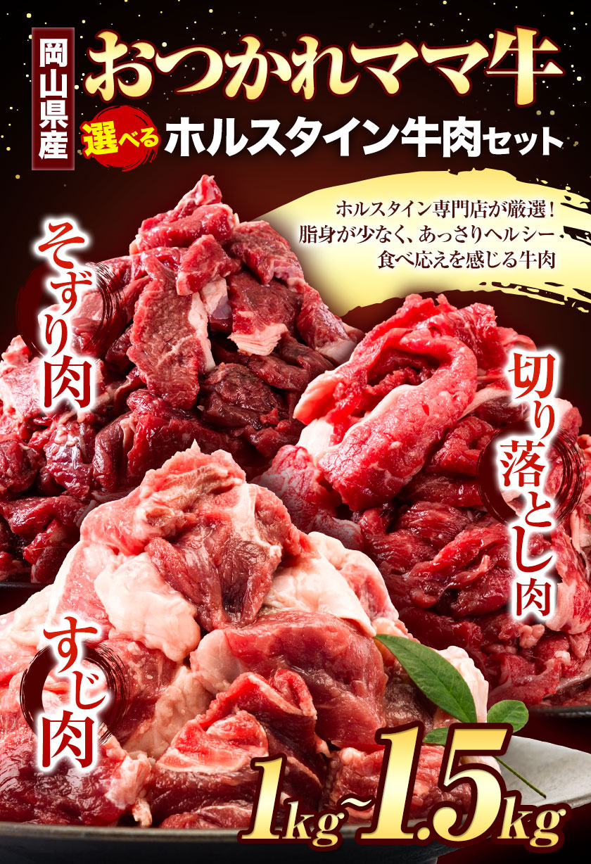 牛肉 肉 おつかれママ牛 ホルスタイン 牛肉セット ホルスタイン牛肉 そずり肉 500g×2 1kg 株式会社こはら《60日以内に出荷予定(土日祝除く)》岡山県産 岡山県 笠岡市そずり肉セット---K-24a---
