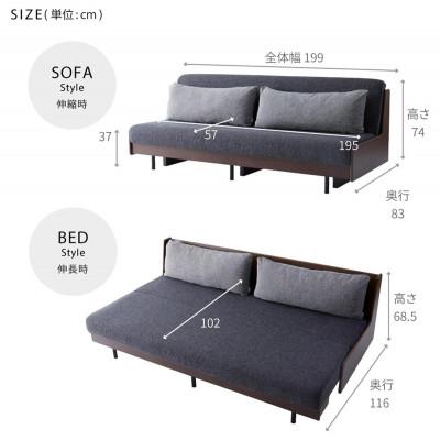 ふるさと納税 大川市 ソファベッド  幅200 ペース 200ごろ寝ソファ<ヴィンテージナチュラル×ダークグレー> |  | 01