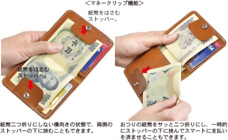 キャッシュレス時代の胸ポケットに入る多機能薄型コンパクトウォレット（マネークリップ付き）　バンナイズ オイル シュリンク レザー 本革 財布 コンパクト ファッション 小物 アクセサリー  ビンテージ