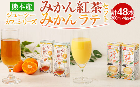 ジューシーカフェシリーズ みかん紅茶 ･ みかんラテ 2種 セット 200ml×24本ずつ 合計9600ml 紙パック 飲料 常温 