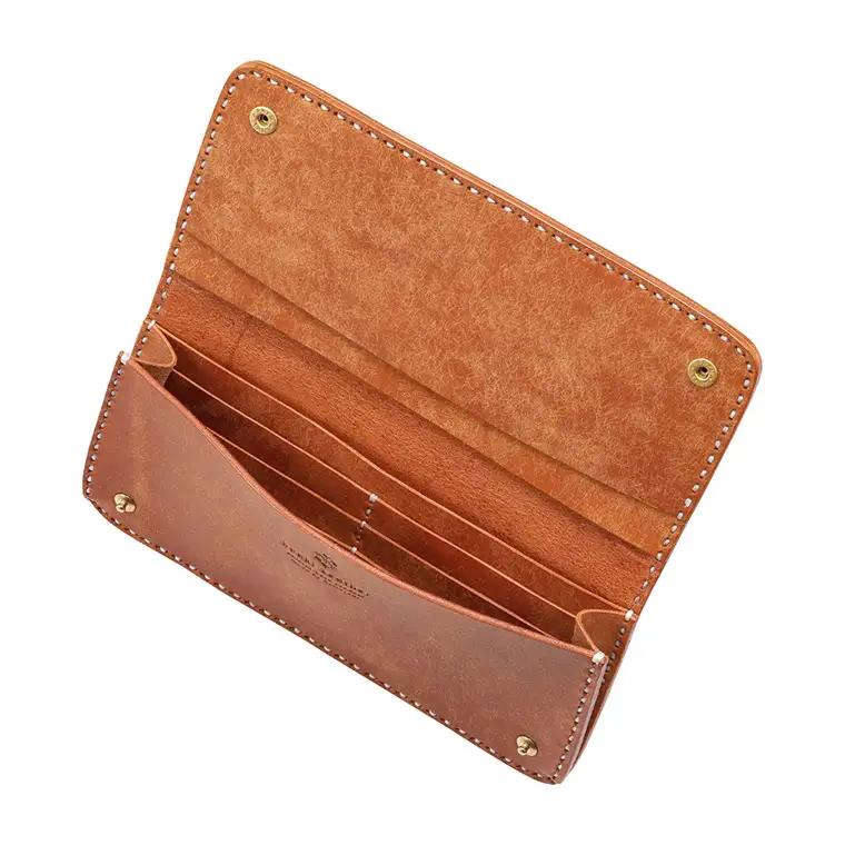 豊岡財布 haaki Leather ロングウォレット HLW305 / コニャック / 長財布 薄型 財布 サイフ ブランド 小銭入れなし 牛皮革 プエブロレザー 革 メンズ レディース ハンドメイ
