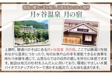 月ヶ谷温泉 ふるさと御膳(檜コース) ＆ 入浴 ペアチケット 1組2名様 《30日以内に出荷予定(土日祝除く)》旅行 体験 ツーリング 山ツーリング 徳島県 上勝町 月ヶ谷温泉 月の宿 旅館 日帰り 
