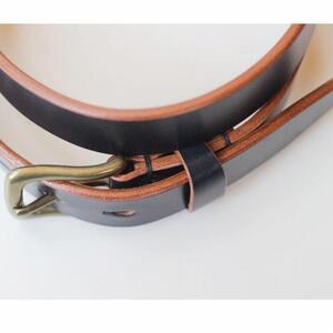 【minca】幅30mmベルト/32インチ  栃木レザーの希少な「ハーネスレザー」使用の贅沢な1枚革のレザーベルト/ブラック/HL-B01/BLACK/minca 579
