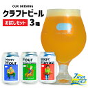 【ふるさと納税】OUR BREWING クラフトビール3種【お試しセット】 / クラフトビール ビール ゴールデン ペールエール ヘイジー IPA お歳暮 お中元 父の日 福井県 福井市 送料無料 [A-156001]