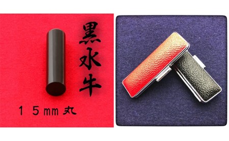 黒水牛15mm（7書体）牛革ケース（黒） 民芸品 工芸品  こいんたい