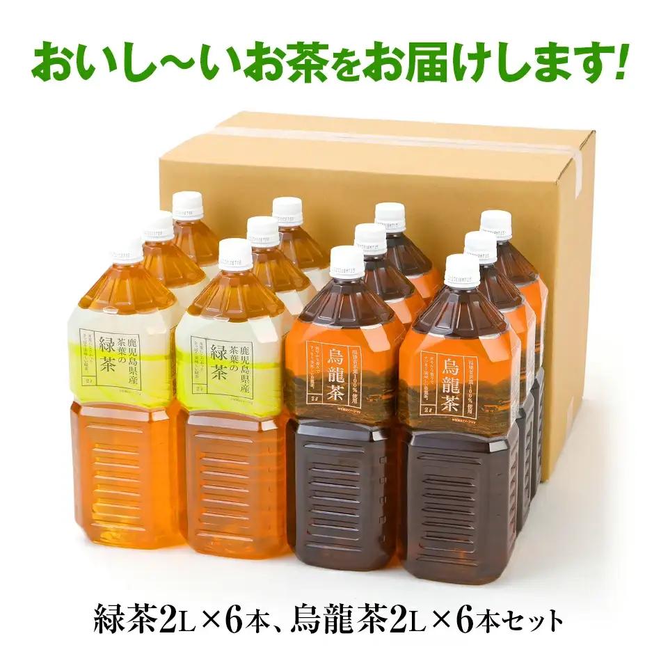 お茶 飲み比べセット 2L 12本 緑茶 烏龍 ペットボトル お茶