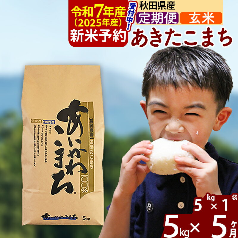 【ふるさと納税】※令和7年産 新米予約※《定期便5ヶ月》秋田県産 あきたこまち 5kg【玄米】(5kg小分け袋) 2025年産 お届け周期調整可能 隔月に調整OK お米 藤岡農産