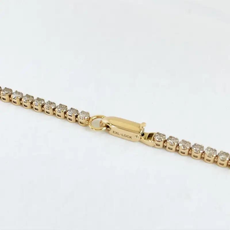 Deliciae K18YG テニスブレスレット【19cm】ダイヤモンド【ライトBR】【2.1ct】エクセレントロック付 　商品番号TB-2_19_RB_k18yg