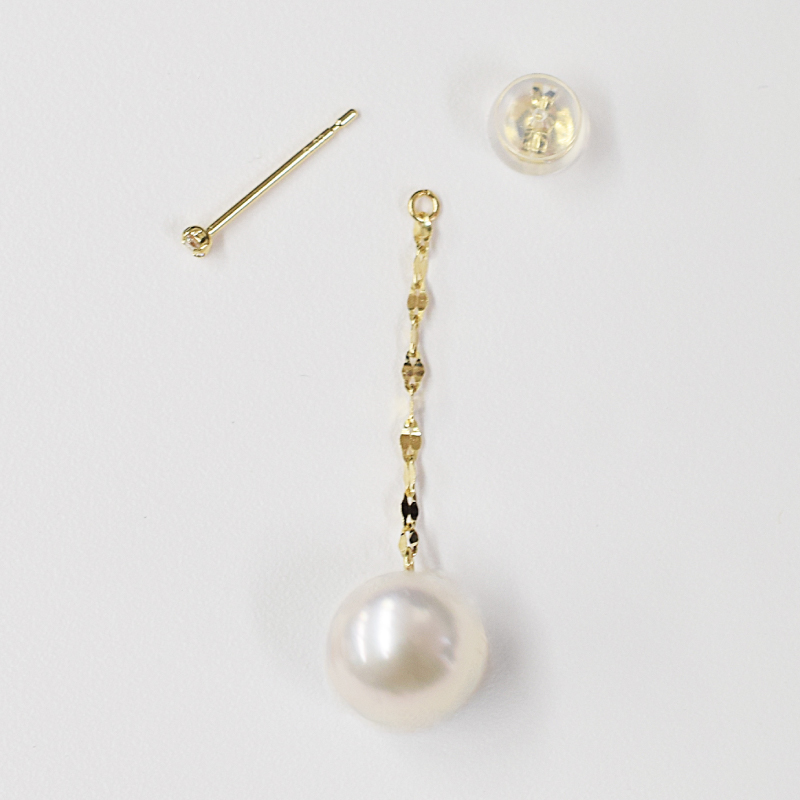 S085-480_あこや真珠 天草 ピアス アメリカン ダイヤモンド 0.02ct 7.5mm - 8mm ホワイトピンク 真珠