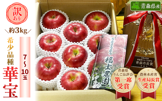 ＜希少品種＞「華宝」約3kg・訳あり家庭用りんご 青森市長賞受賞【1111233】