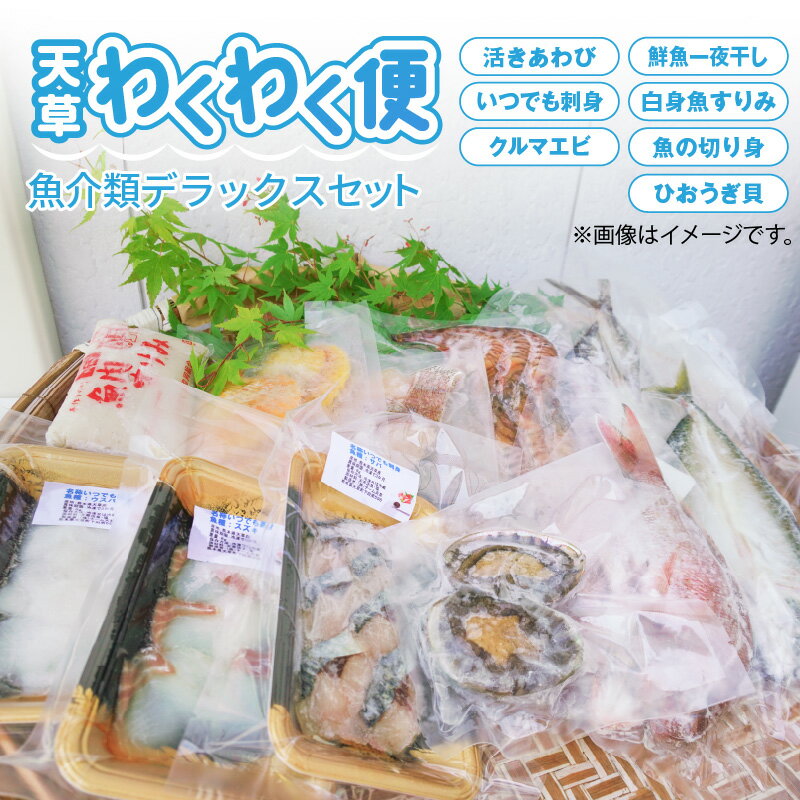 【ふるさと納税】魚介類 デラックス セット 海の幸 車えび 活きあわび 刺身 一夜干し 白身魚 すり身 旬の魚 切り身 緋扇貝 干物 郷土品 新鮮