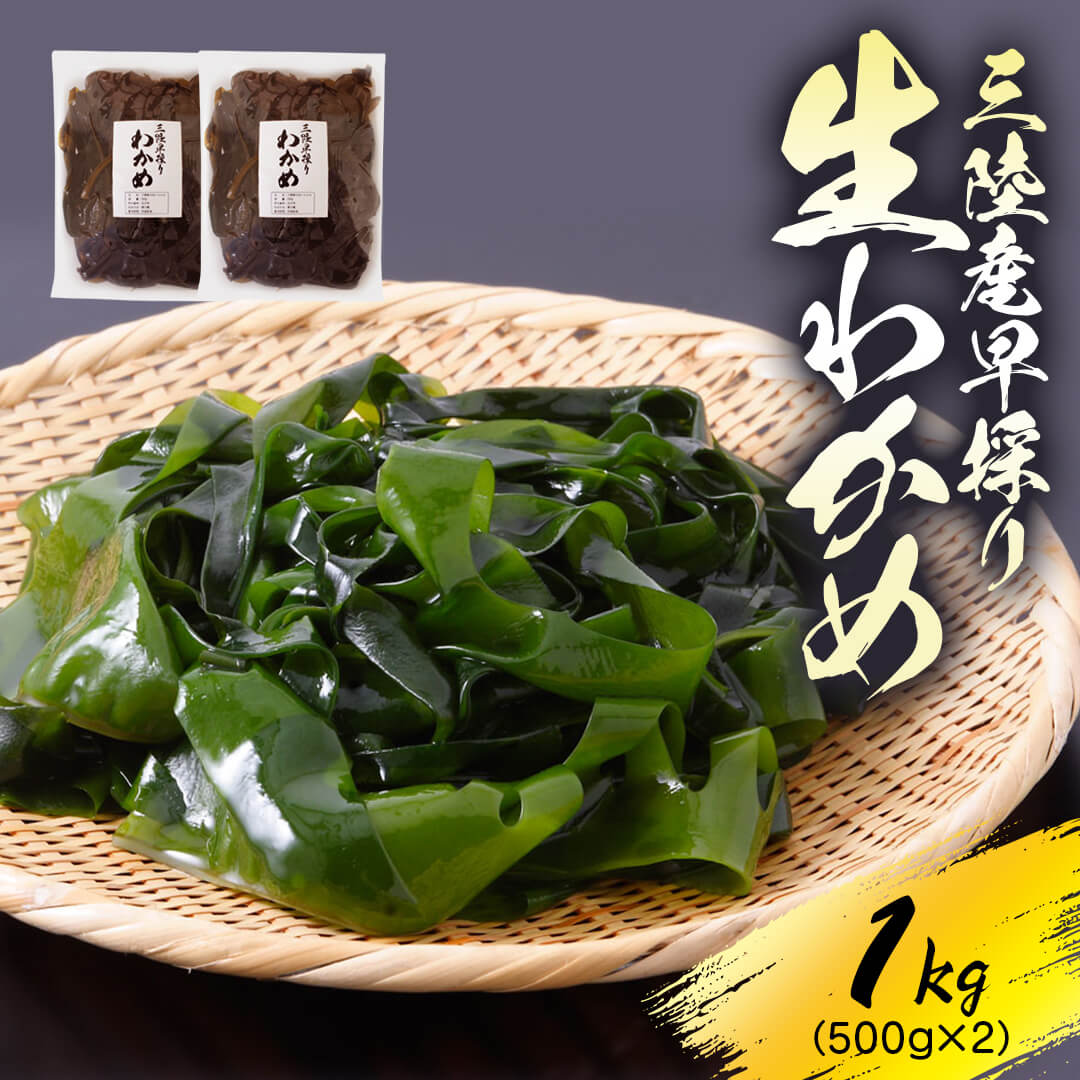 【先行予約】 産地直送 早採り生わかめ 新物 冷蔵 1kg (500g×2) 期間限定 ★2026年1月中旬～発送予定★