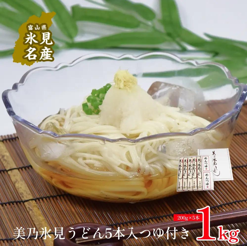 美乃氷見うどん5本入つゆ付き（200g×5本）  |  手延べ 細麺　うどん