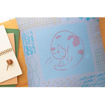 ふるさと納税 富士吉田市 小さな座布団 ひるねのねこシリーズ まる丸ねこ ブルー 茶席判 43x47cm 日本製 |  | 03