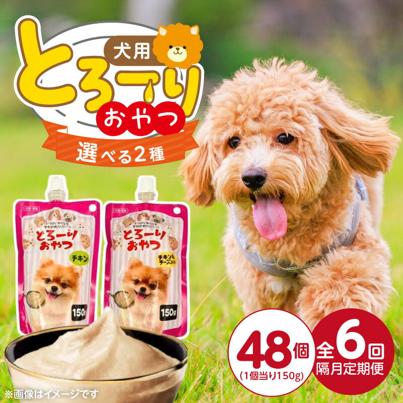 【ふるさと納税】定期便 隔月 全6回 とろーりおやつ 犬用 150g × 48個 × 6回 選べる 2種 チキン チキン＆チーズ入り とろける 口当たり おやつ 液状タイプ 低カロリー 体重管理 水分補給 長期保存 キャップ付き スパウトパウチ 便利 小型犬 シニア犬 福岡県 久留米市
