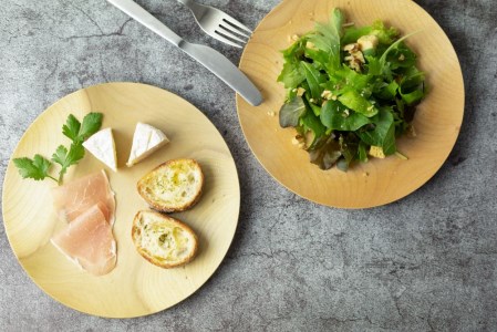 2枚セット 朝食プレート 飛騨の木から生まれた森を守るお皿（プレーン） ウッドプレート 皿 木製 手作り プレゼント 雑貨 kinoworkshop ハンドメイド 木工作家[Q1097]