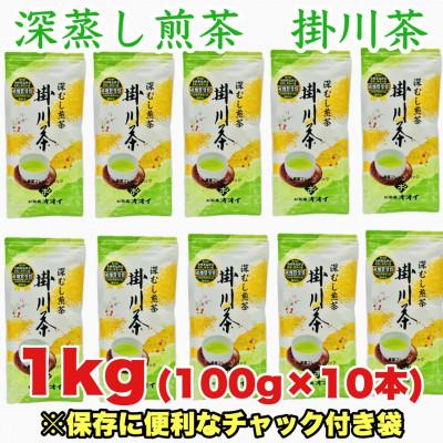 ふるさと納税 掛川市 茶審査技術八段 掛川最高有段者 大井丈司監修!深蒸し掛川茶一番茶製造!100g×10袋セット