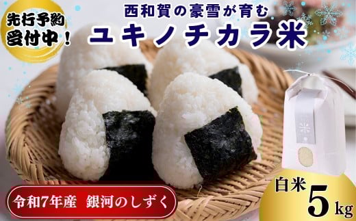 【令和7年度産】ユキノチカラ米　銀河のしずく　白米5kg