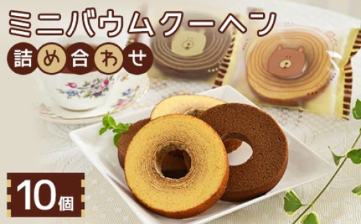 【1箱】ミニバウムクーヘン詰め合わせ 10個入り 1～4箱 〔P-52〕 | 菓子 スイーツ 洋菓子 おかし デザート おやつ セット 詰め合せ アソート 個包装 バウムクーヘン 焼菓子 お取り寄せ プレゼント ギフト おすすめ 人気 1万円以下 那須町