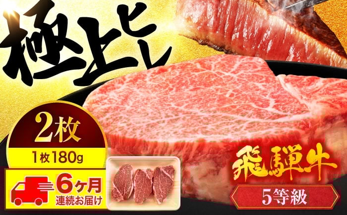 
            飛騨牛 ヒレ 【6回定期便】ステーキ 180g×2枚 A5ランク【有限会社マルゴー】ヒレ肉 和牛 霜降り [MBE009]
          