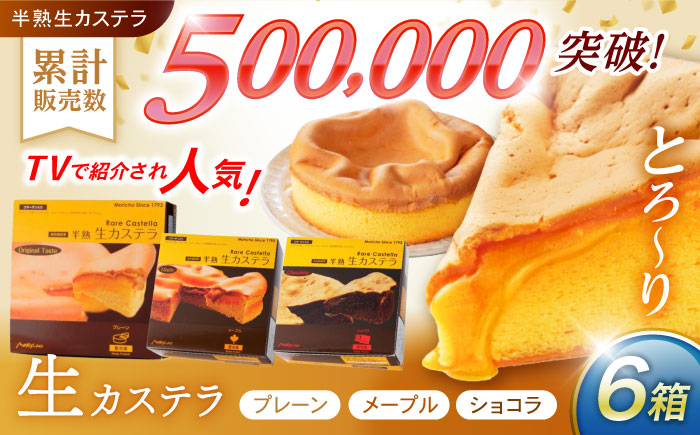 【最速発送】半熟生カステラ3個(プレーン・メープル・ショコラ)×2セット / カステラ かすてら 卵 人気 長崎 / 諫早市 / 株式会社菓秀苑森長 [AHAG007] スピード 最短 最速 発送