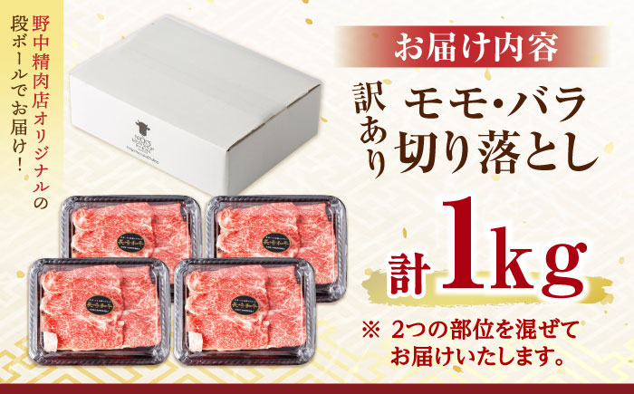 【訳あり】長崎和牛 切り落とし 赤身 モモ バラ 1kg (250g×4) / 長崎和牛 A5ランク ワケあり 小間切れ / 諫早市 / 野中精肉店 [AHCW015]