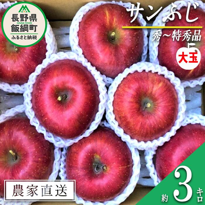 【ふるさと納税】 りんご 蜜入り サンふじ 秀 〜 特秀 ( 大玉 ) 3kg サイズおまかせ 井澤農園 沖縄県への配送不可 令和7年度収穫分 長野県 飯綱町 〔 信州 果物 フルーツ リンゴ 林檎 長野 20000円 予約 農家直送 〕発送時期：2025年12月上旬〜2026年1月下旬 {***}