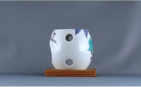 有田焼 茶香炉〈山ぶどう文〉【赤絵白磁硯処 雪月花】手描き 伝統工芸 香炉 赤絵 インテリア  80000円 8万円 A80-54