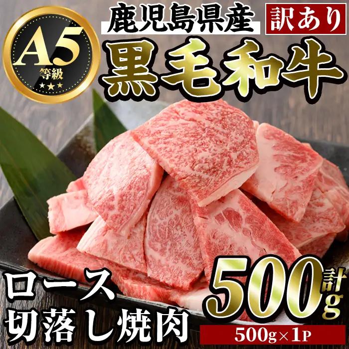 K-321 ＜訳あり・不揃い＞鹿児島県産黒毛和牛＜A5等級＞ロース切り落とし焼肉(計500g・500g×1P)【ビーフ倉薗】霧島市 牛肉 ヤキニク 焼き肉 国産 鹿児島県産 黒毛和牛 肉 精肉 牛