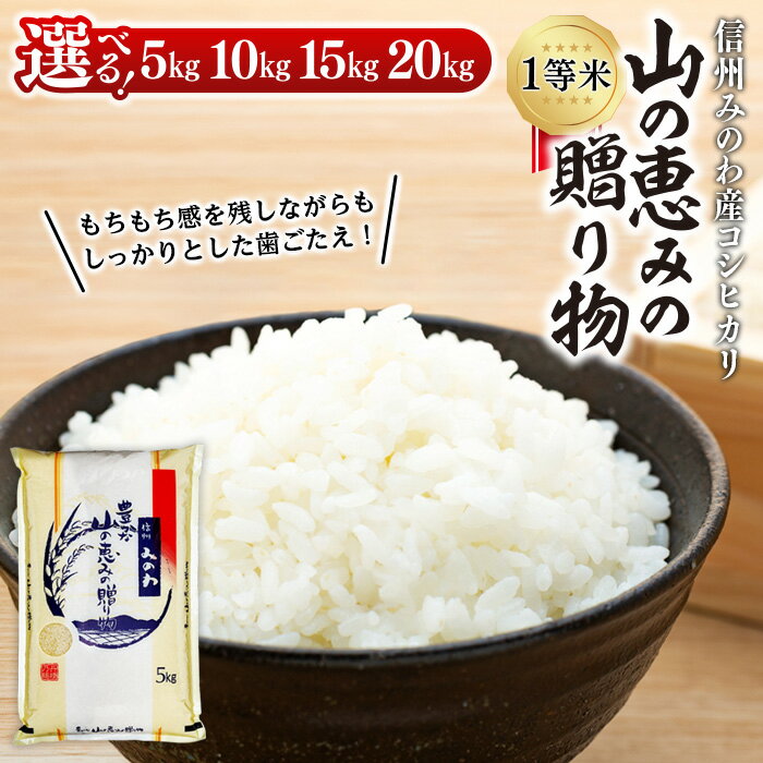 【ふるさと納税】米 コシヒカリ 1等米 「山の恵みの贈り物」選べる 5kg 10kg 15kg 20kg お米 コメ 白米 精米 おこめ こめ 信州産 長野県産 特産 産地直送 おすすめ 　長野県　箕輪町