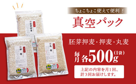 【全3回定期便】麦詰合500g×3（押麦・胚芽押麦・丸麦）【葦農】 [HAJ031]