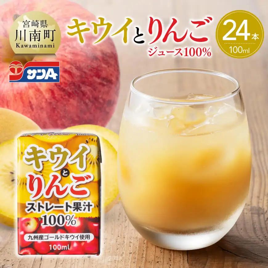 サンAキウイとりんごジュース100％　100ml紙パック×12本×2ケース 【 飲料 ジュース キウイ りんご リンゴ 九州産 紙パック 送料無料 】