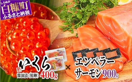 ＼大人気品／ エンペラーサーモン 900g × いくら 400g ( 200g ×2 ) の 親子丼セット サーモン 小分け 刺身 食べ方いろいろ 醤油漬け 鮭卵 鮭いくら 海鮮 送料無料 人気 ランキング 北海道 白糠町 ※2025年9月末までにお届け※